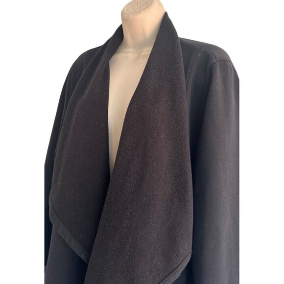 Fabletics Eugenia Coat Women's Sz L Black Open Front Fleece Lined Back Mesh Coat - Picture 3 of 10